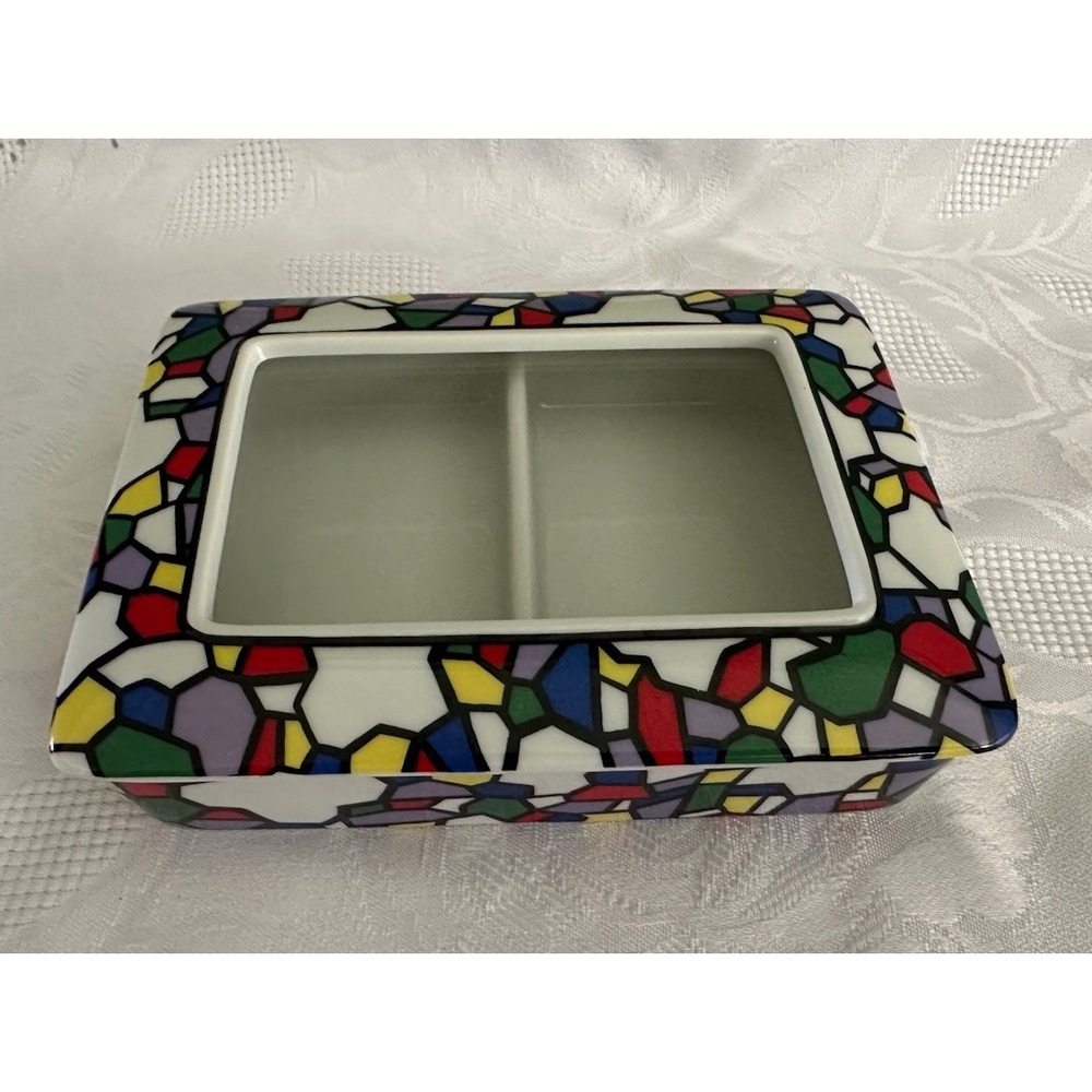 Japan Vintage Trinket Glass Porcelain Colorful Box